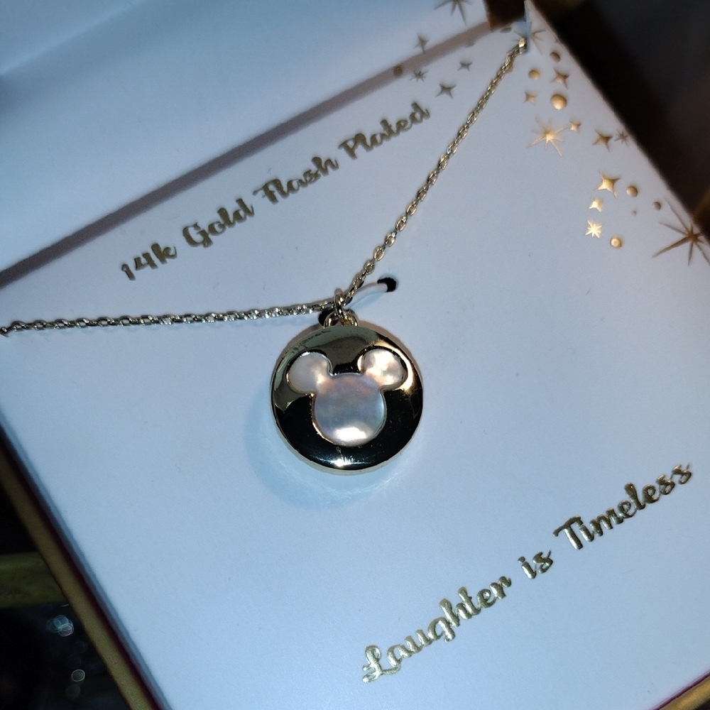 🌀New! Disney 14K Gold Plated Necklace with Mickey Pendant
